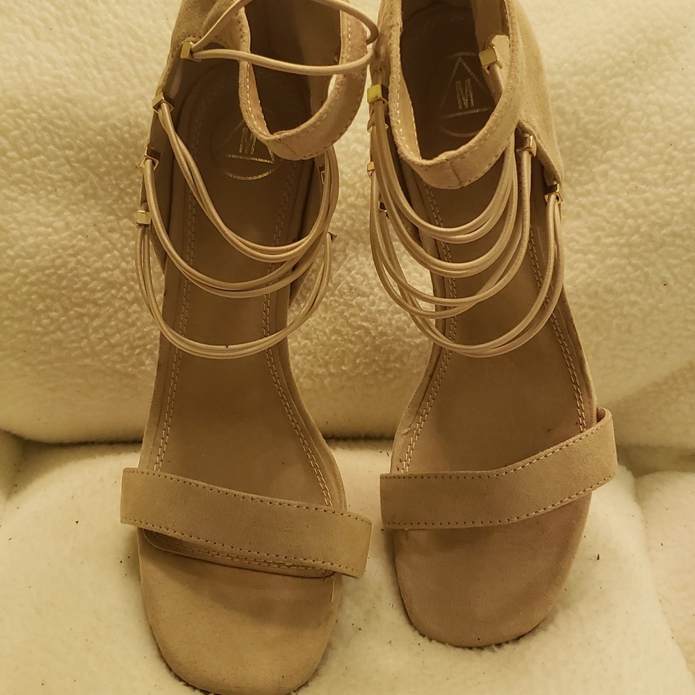 Beige Suede Strappy Stiletto Heels
